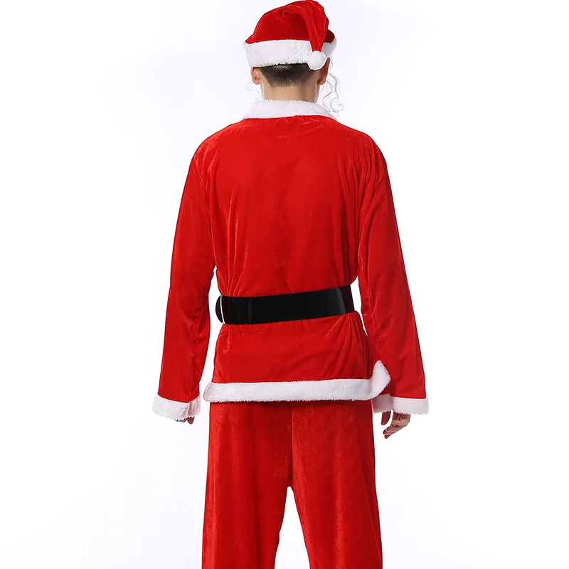 

Arrival Plus Size Adult Costume Santa Claus cosplay Suit Christmas Costumes For Men Coat Pants Beard Belt Hat Set Christmas Set