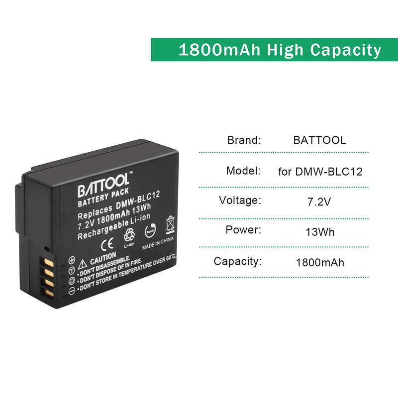 Bonadget Перезаряжаемые Батарея для цифрового фотоаппарата Panasonic DMW BLC12 BLC12E BLC12PP FZ200