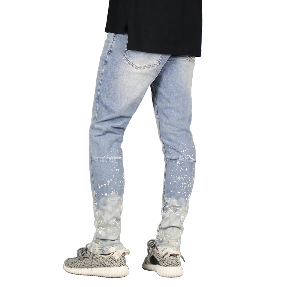 Men Jeans Fashion Stretch Zipper Design Dot Hip Hop Jeans