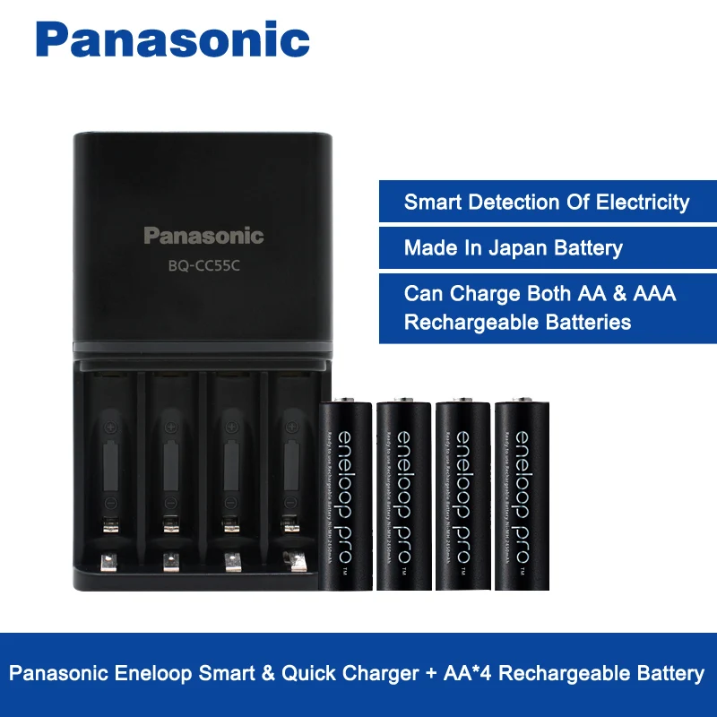 Panasonic 4 шт./лот 2550 мАч Ni-MH AA предварительно заряженные аккумуляторы и высокое качество Быстрая зарядка зарядное устройство для AA/AAA