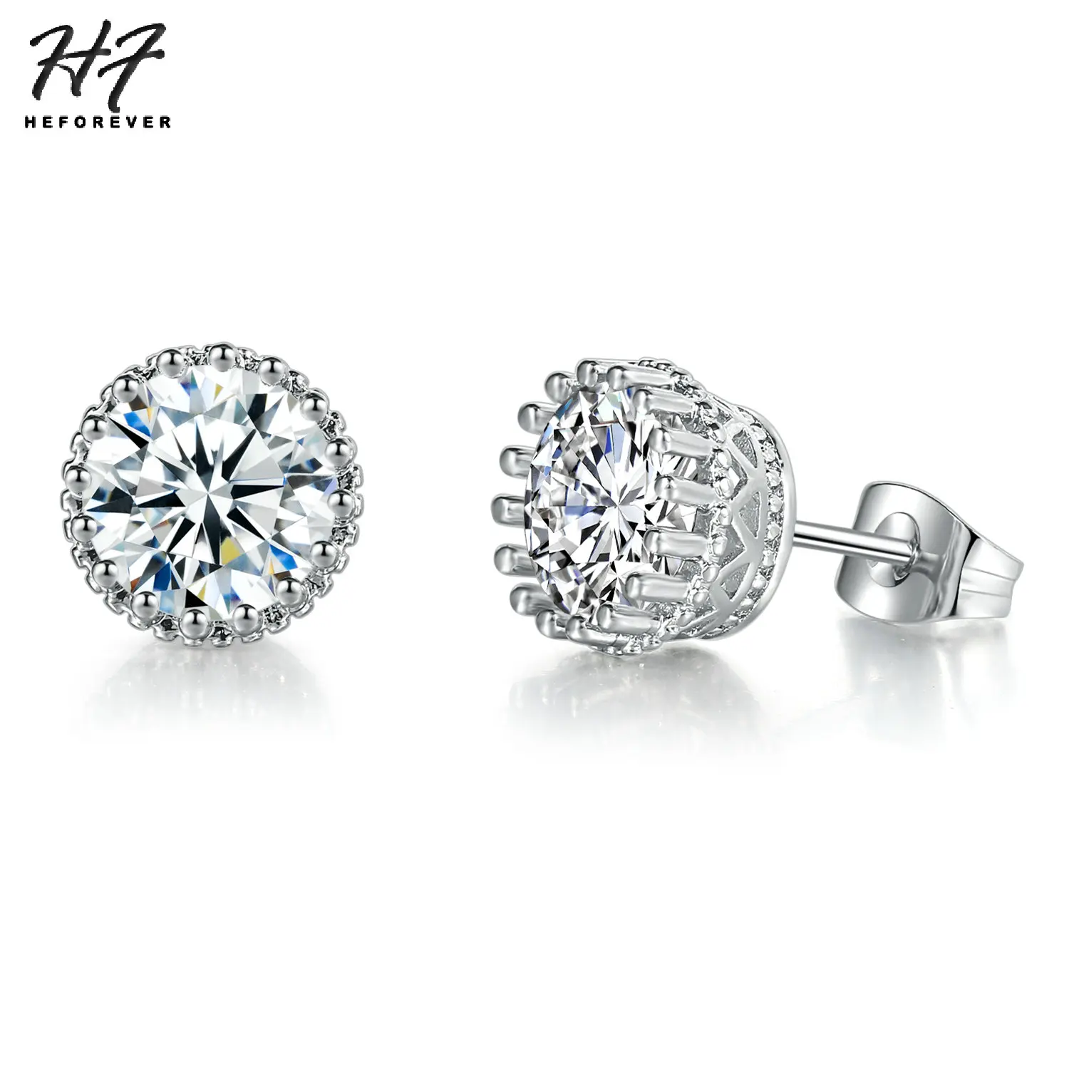 Женские серьги гвоздики серебристого цвета с фианитом|crystal stud earrings|stud earringscrystal |