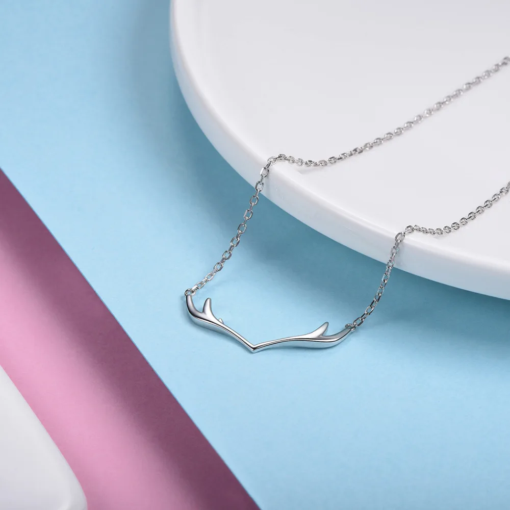 Ко Дню Святого Валентина Dift 925 стерлингового серебра рога ожерелье женские туфли