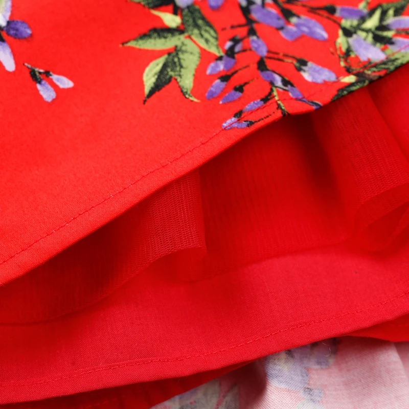 2017 Летнее платье для девочек с цветочным принтом Нарядное без рукавов 100% хлопок