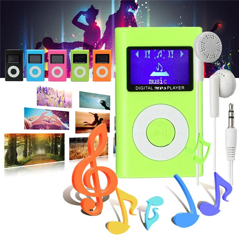 LEORY Мини Портативный USB MP3 плеер с наушниками ЖК-экран Поддержка 32 ГБ Micro SD TF кард-ридер для спорта музыкальный плеер MP3