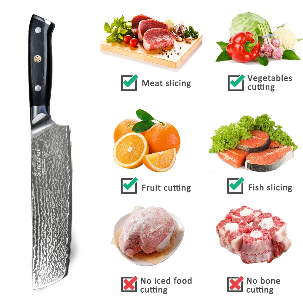 Профессиональный нож SUNNECKO Nakiri Cleaver 7 дюймов дамасский японский VG10 стальные лезвия