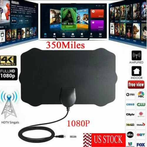 Новая цифровая антенна 350 миль чистый телевизор Бесплатная HD 1080P усилитель