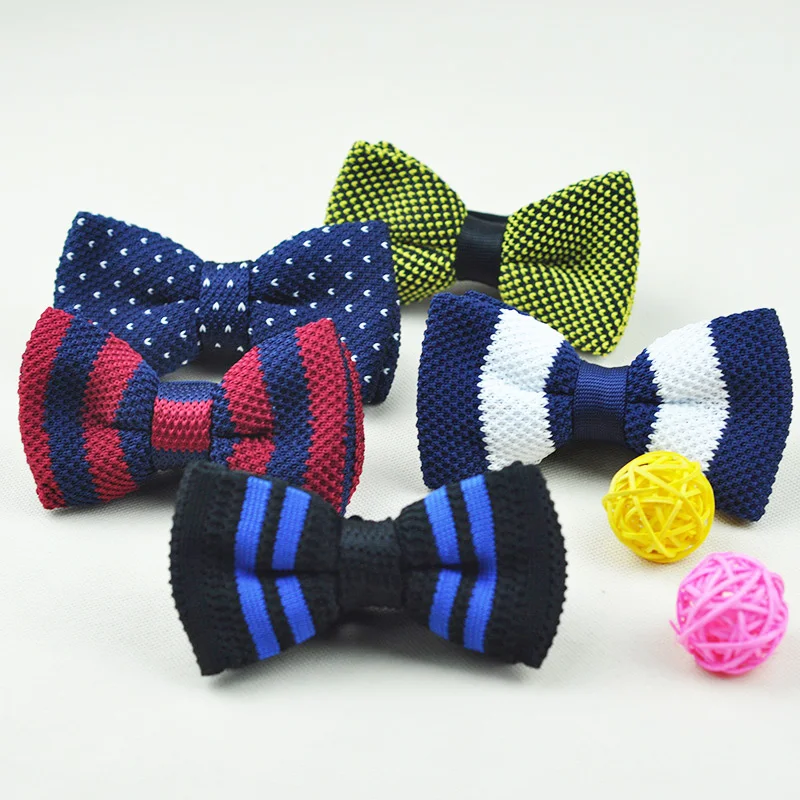 Оптом мужские полосатые вязанные галстуки бабочки для мальчиков классические