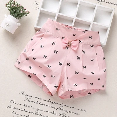 Bow Pink Шорты для девочек летние детские шорты с героями мультфильмов, лидер продаж, штаны с тремя точками, пляжные шорты ярких цветов - Цвет: Bow Pink
