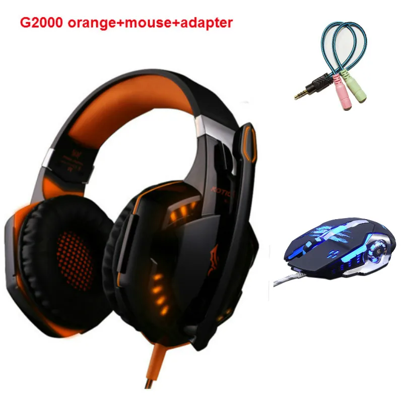 3 шт/комбо Kotion EACH G2000 игровая гарнитура Стерео Игровые наушники+ Imice 2400 точек/дюйм мышь+ коврик для мыши для ПК компьютера геймера ноутбука - Цвет: G2000 Or mouse