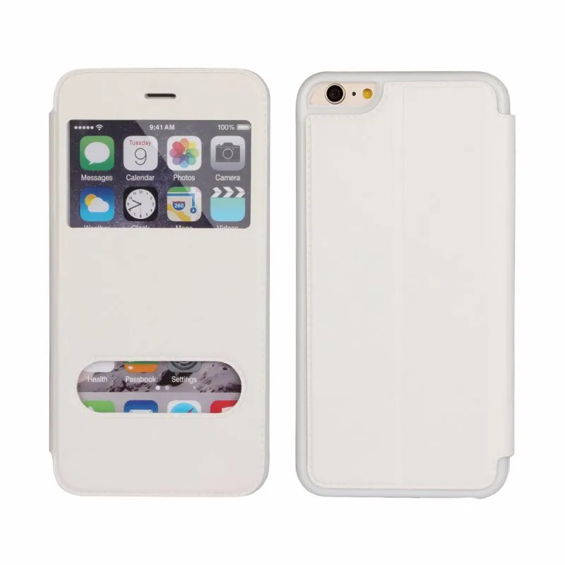 Для Apple iphone 5 5s 6 6s Plus, 7 Plus, 8 Plus Smart Cover Магнитный двойной чехол с окошком для экрана в виде книжки с подставкой с рисунком Кожаный чехол Чехол для телефона