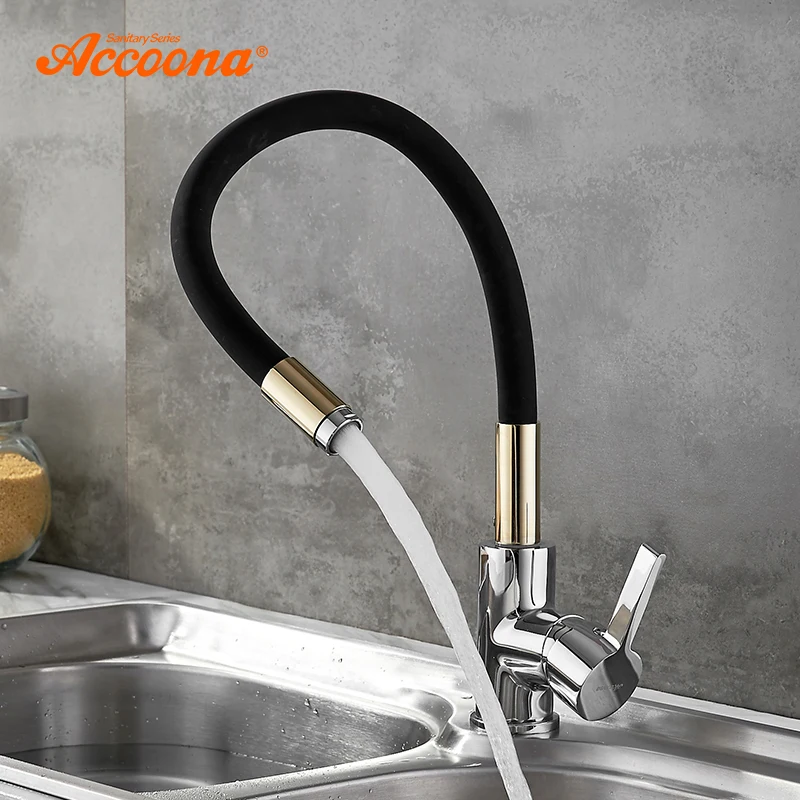 Кухонный Смеситель Accoona с силиконовой трубкой латунный выдвижной кран для