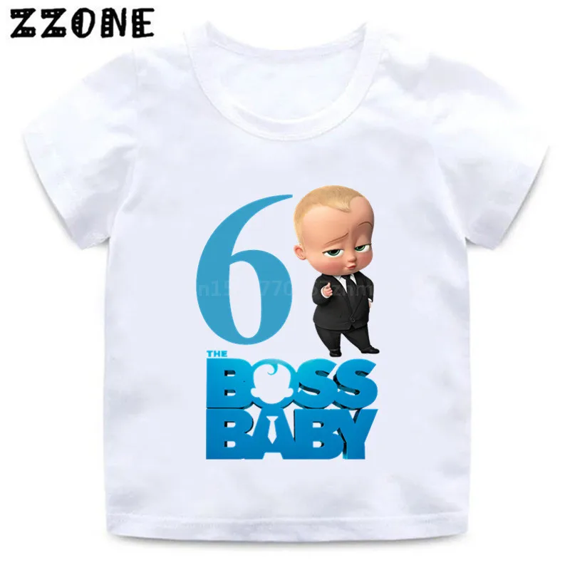 whiteF Футболка с принтом «The Boss Baby» для мальчиков и девочек 1-9, детская одежда в подарок на день рождения, Детская забавная футболка с рисунком, HKP5268 - Цвет: whiteF