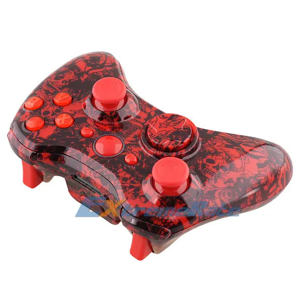 Hydro Dipped Red Skull Ghost Shell Parts for Xbox 360 Wireless Controller + Free Shipping | Электроника