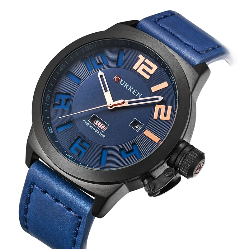

2021 New CURREN 8270 Top Brand Luxury watch men date display Fashion Casual Men Leather Quartz Wrist Watches relogio masculino