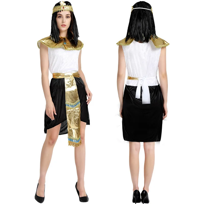Adult Men Egyptian Pharaoh Tutankhamun King Costume Cleopatra Girl Halloween Party Traditional Egypt Egyptian queen clothing - Цвет: Синий