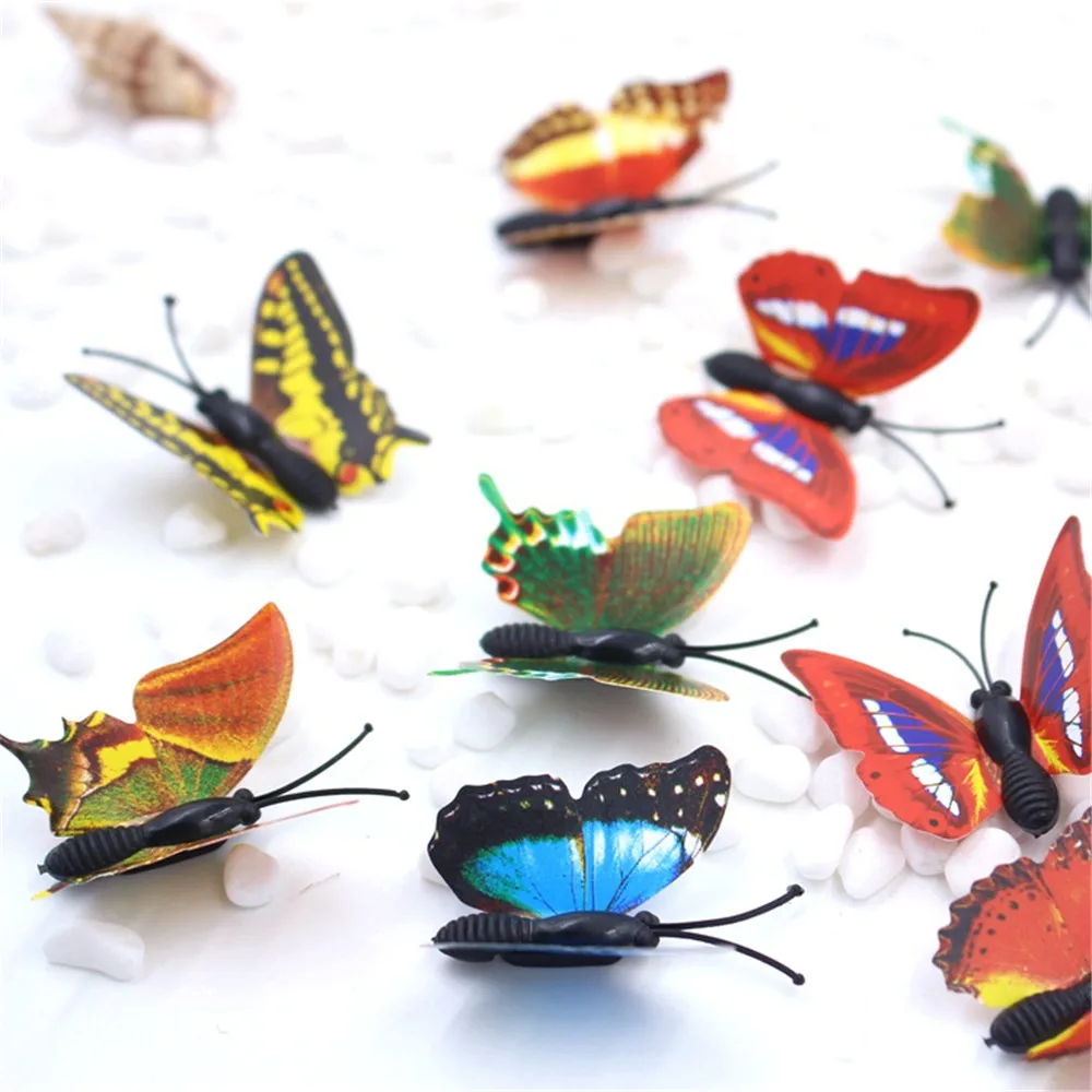 Горячая продажа 10 шт./пакет 3D пластиковая искусственная бабочка для свадебного