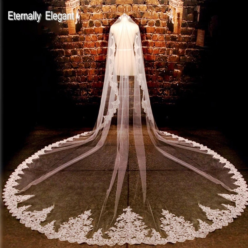 

2016 Gorgeous 3*3 M New Real Photos White/Ivory Sequined Appliqued Mantilla Wedding Veil Long Comb Wedding Accessories MD2010