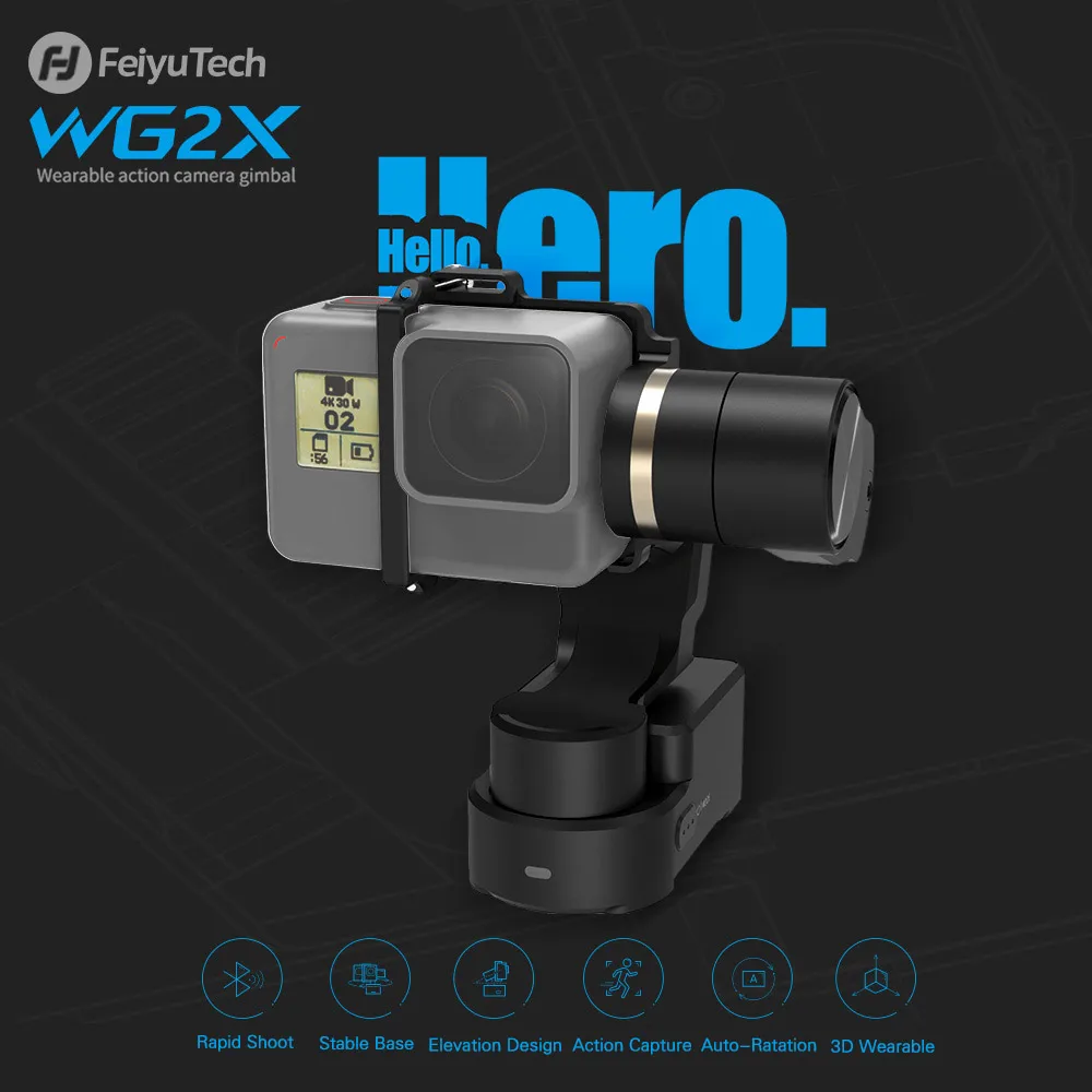 FeiyuTech WG2X 3 оси переносная экшн Камера Gimbal Wi-Fi Управление брызг 360 градусов панорамирование наклон для GoPro героя для Yi 4K