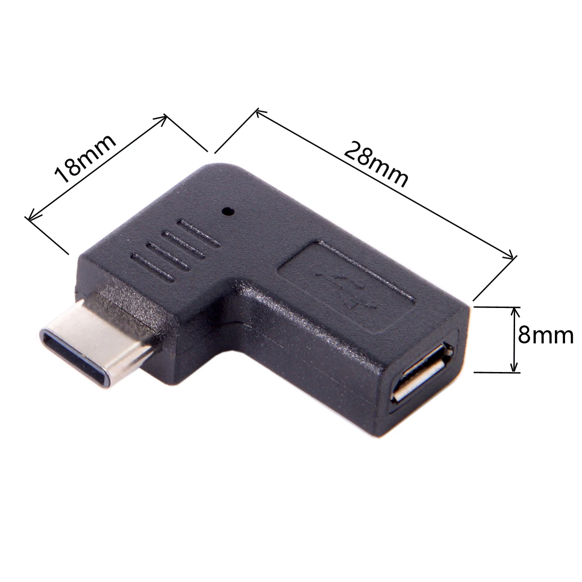

USB-C Type-C USB 3.1 Male to Micro USB 2.0 5Pin Female Data Adapter Reversible 90 Degree Angled Type Black