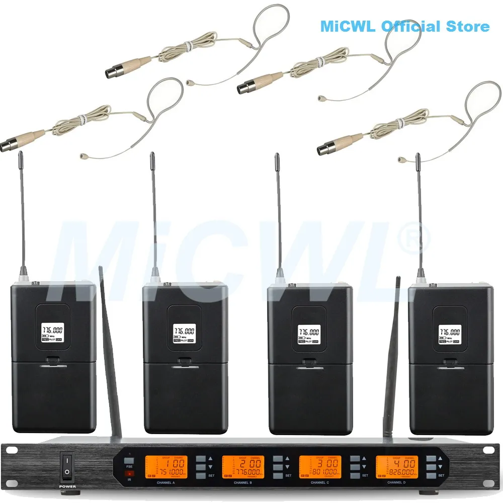 4 Beige Headset Pro UHF Беспроводная микрофонная система EW500 G4 965 караоке портативная беспроводная гарнитура петличный микрофон MiCWL 4 микрофона - Цвет: 4 Beige Headset
