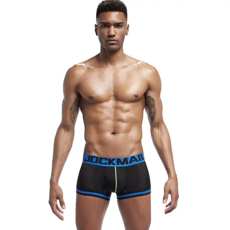 JOCKMAIL, фирменное Мужское нижнее белье, боксеры, трусы, сетчатые, дышащие, с мешочком для пениса, cueca, боксеры, calzoncillos hombre, трусы для сна