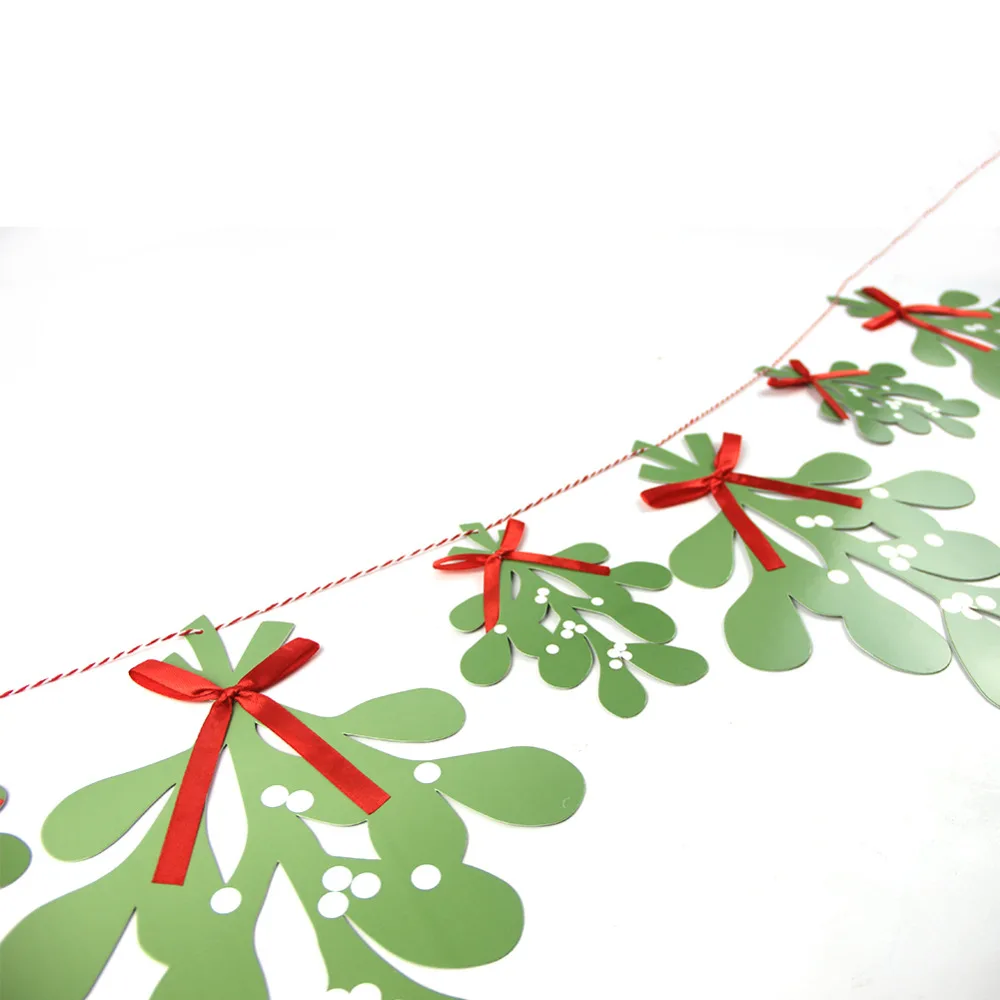 Mistletoe листья бумага Гарланд подвесные буквы украшения натуральные Рождественские украшения праздничные Фото фоны дерево декор на стену