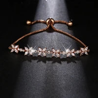 high quality romantic cz jewelry leaf and flower marquise cubic zirconia bridal wedding bracelets gifts for bridesmaid b 064