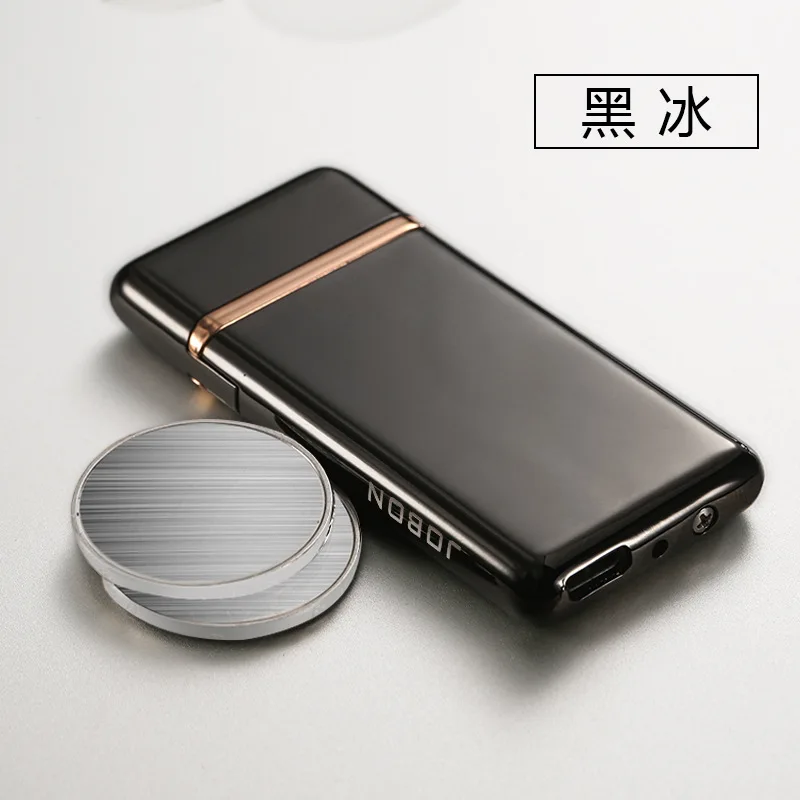 Black Ультратонкая USB Электронная сигарета Зажигалка Ветрозащитная беспламенная без газа Зажигалка необычная портативная перезаряжаемая плазменная дуговая зажигалка - Цвет: Black