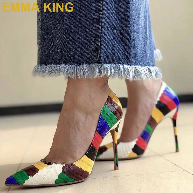

EMMA KING Sexy Snakeskin Women High Heels Summer Shoes 2019 Fashion Ladies Stiletto Heels PU Leather Party Shoes Female Pumps 40