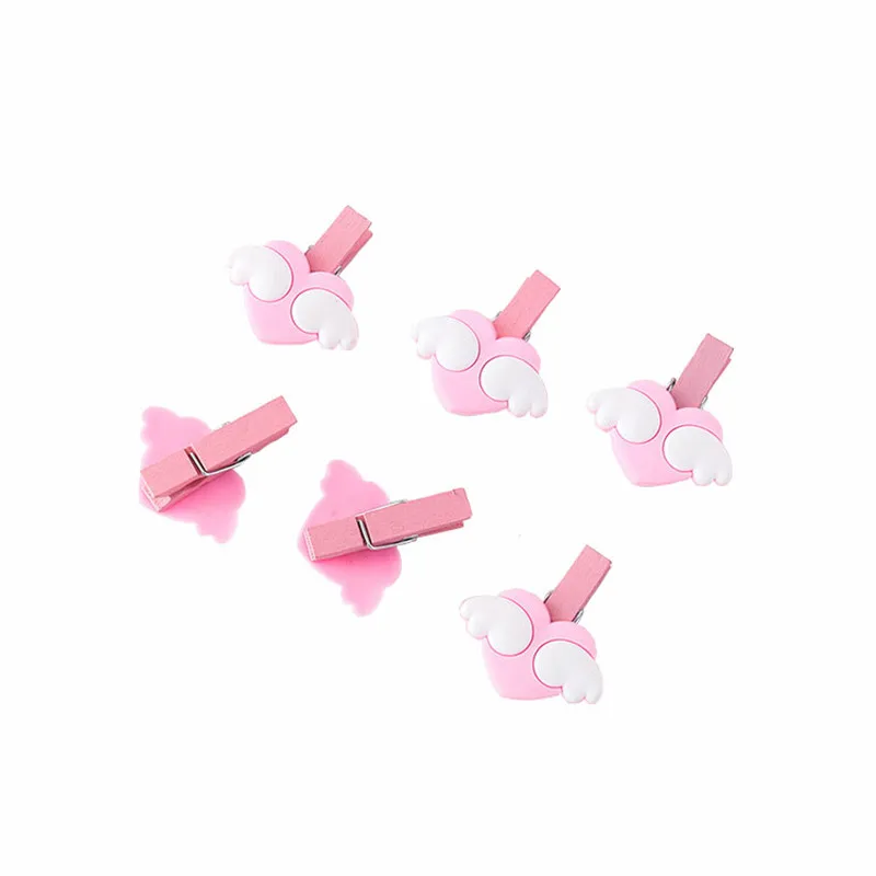 10 шт./упак. мини розовые милые клипсы в форме крыльев сердца для свадебной