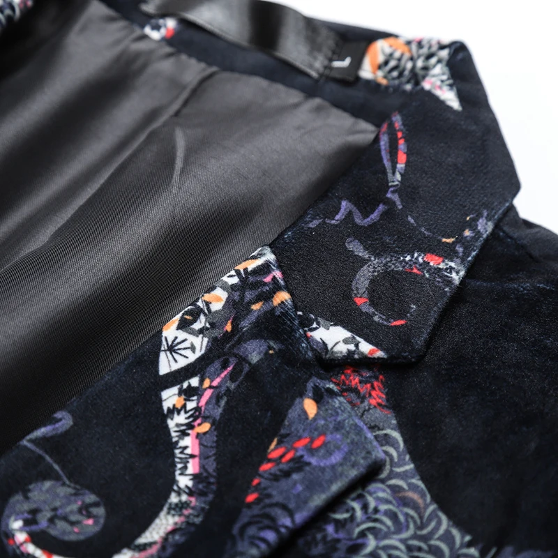 MOGU Men's Suit Blazer Two Button Floral Evening Wedding Festive Stylish Blazers for Men Stage Costumes Singers Slim Jacket