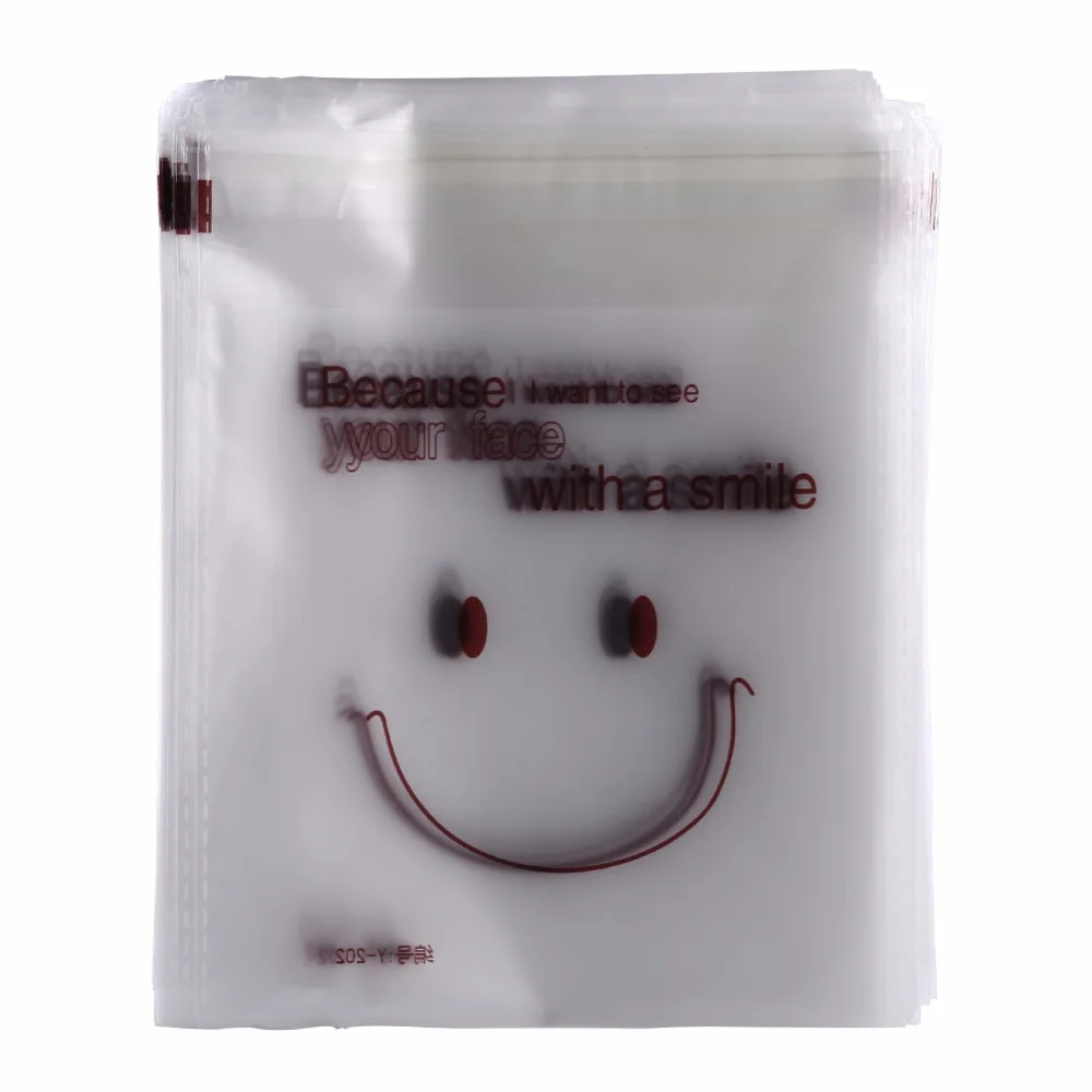 Нет 200 шт милый смайлик упаковочная сумка пищевая посылка самоклеющиеся печенье