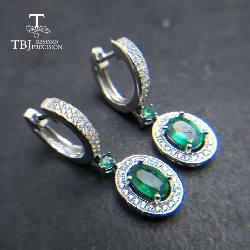 Женские серьги с изумрудом TBJ Подарочные ювелирные украшения натуральными