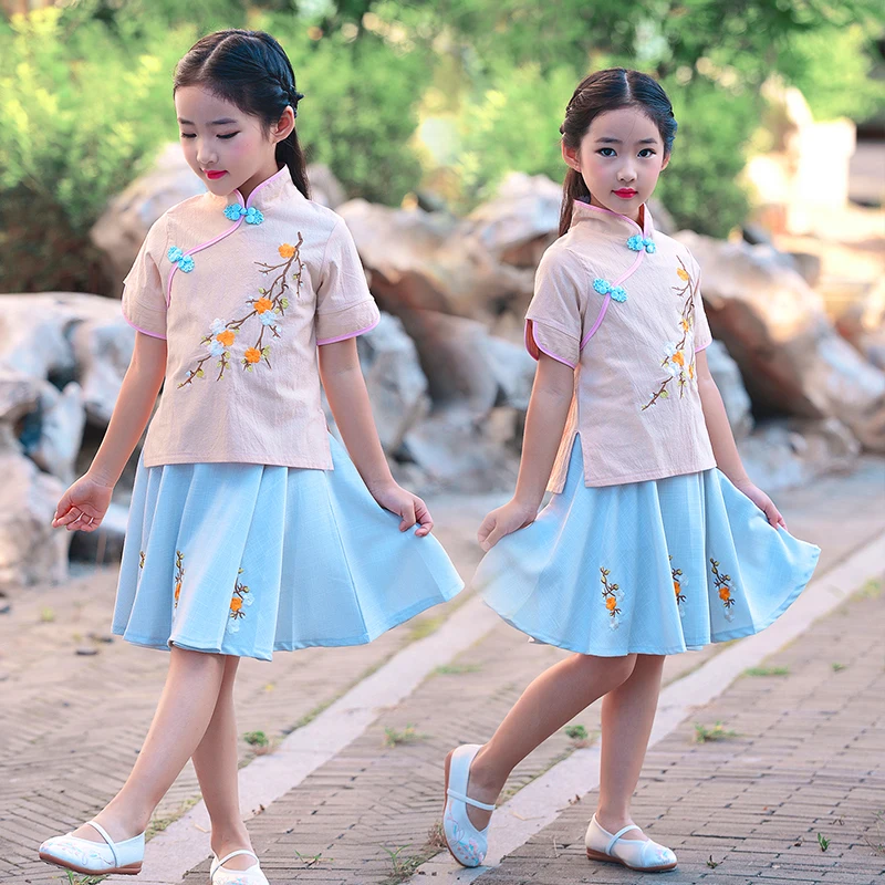Chinese Ethnic Vintage Clothes Hanfu Dress For Girls Elegant China National Costume Fairy Baby Princess Girl Tang Suit | Детская одежда