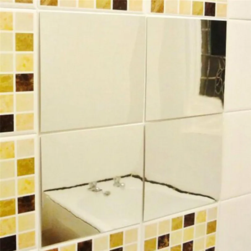 16 шт. зеркальные настенные наклейки квадратная мозаичная плитка съемные сделай