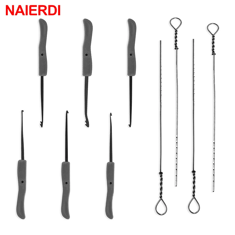 

NAIERDI 10PCS Locksmith Supplies Hand Tools Lock Pick Set Broken Key Extractor Remove Removal Hooks Lock Kit Hardware