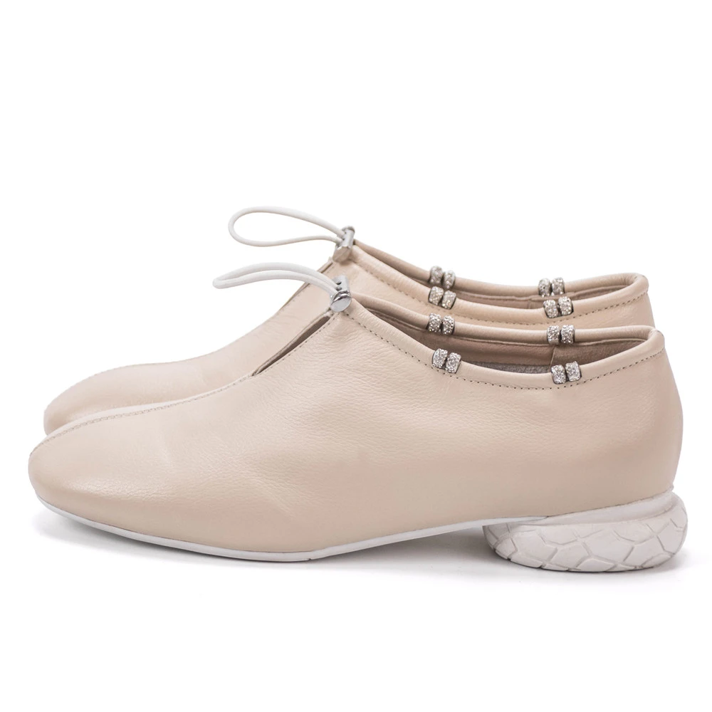 Beige Большие размеры 34-42; женская обувь из натуральной кожи; осенние лоферы на плоской подошве; обувь на плоской подошве; Роскошная Брендовая обувь для женщин; Scarpe; оксфорды на низком каблуке - Цвет: Beige