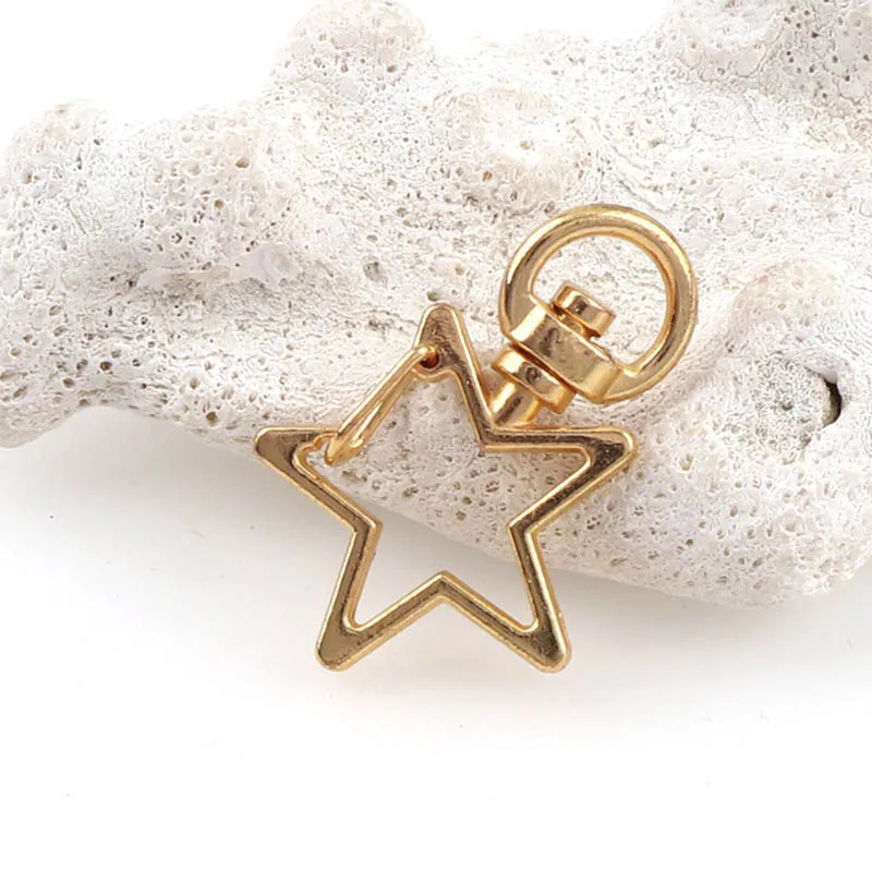 KC gold star 5 шт Сердце Звезда рамка брелок для ключей оснастка коннектор круглое кольцо для ключей для Diy ювелирных изделий Аксессуары Сумки компенсаторы - Цвет: KC gold star