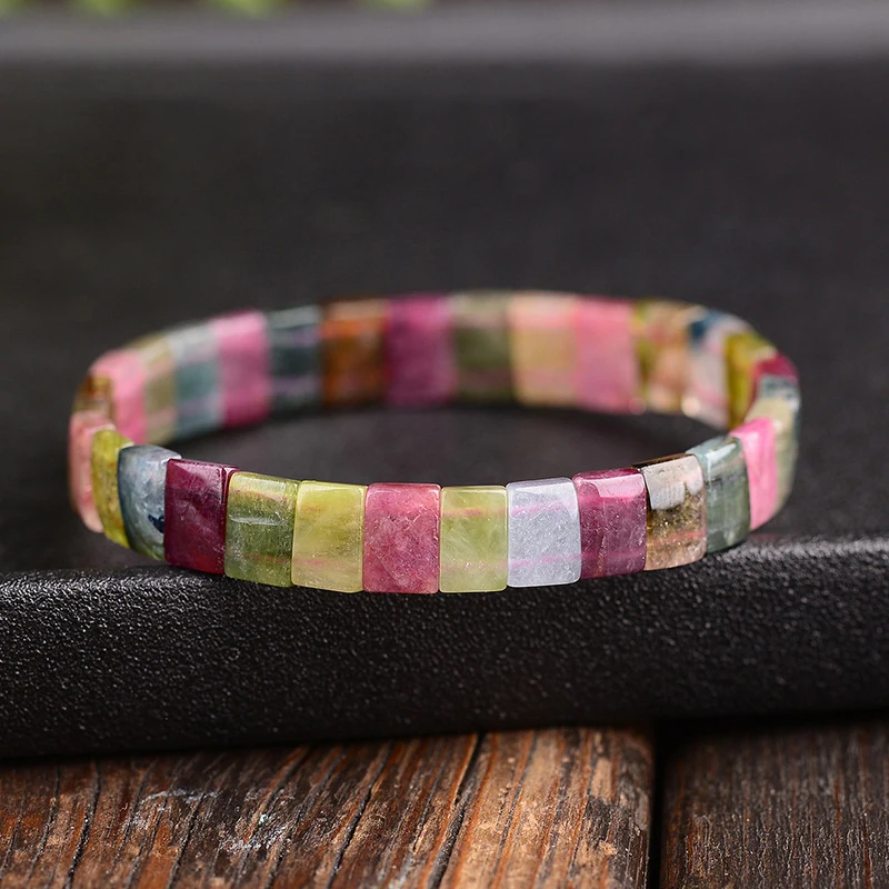 Оптовая продажа полный Радужный турмалин натуральный камень браслет бусы ручная