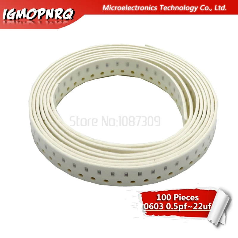 100 шт. 0603 50В SMD Плотная пленка IGMOPNRQ чип многослойный керамический конденсатор 0.5pF-22 мкФ 10NF 100NF 1 мкФ 2,2 мкФ 4,7 мкФ 10 мкФ 1PF 6PF (art.: 7aee3282a) - 7aee3282a
