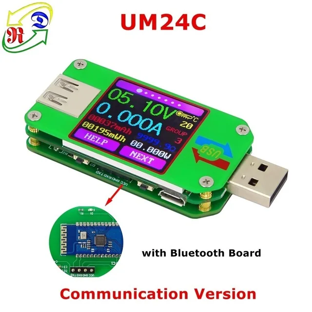 UM24C UM24 UM24C USB 2,0 цветной ЖК-тестер voltaje corriente meter voltimetro amperimetro bateria medida resistencia del cable - Цвет: UM24C