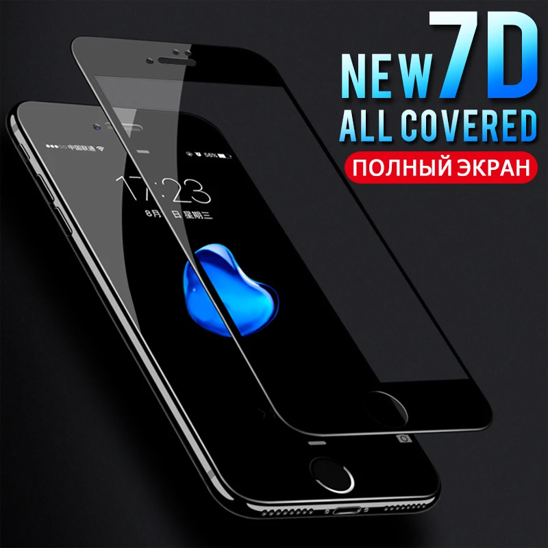 7D полное покрытие изогнутые мягкие края закаленное стекло для iPhone 6 6S 7 8 Plus X Защита экрана для iPhone 8 7 6 6S X XS покрытие стекло
