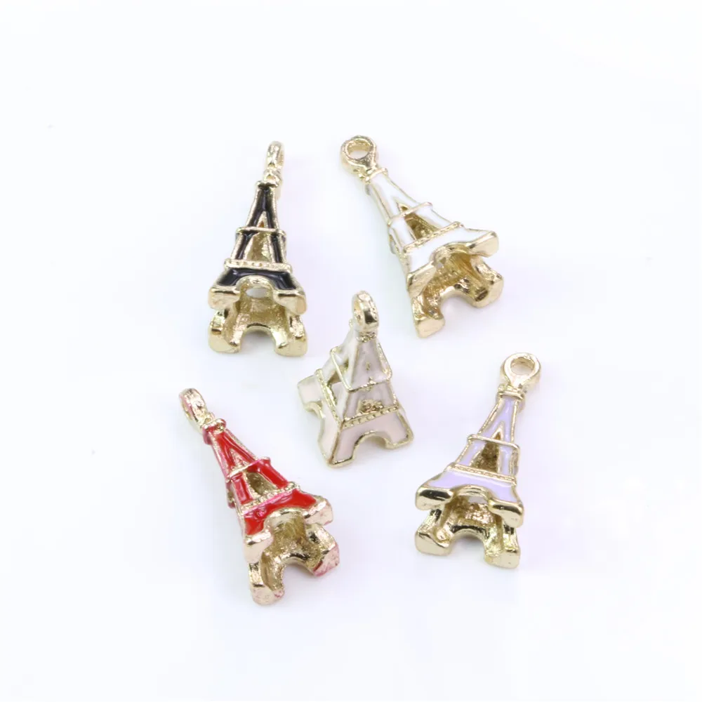 6 шт. в упаковке эмаль золото металл Эйфелева Подвеска виде башни много цветов 10x24