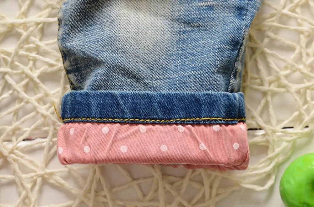 Осенне зимние джинсы с милым кроликом и бантом для маленьких девочек штаны