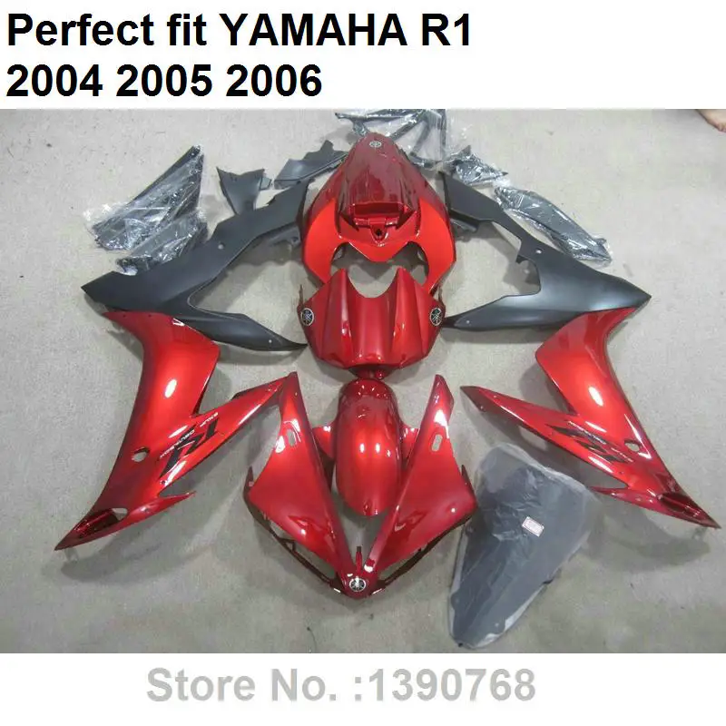 

Hot sale fairings for Yamaha injection mold YZF R1 04 05 06 wine red black fairing kit YZFR1 2004 2005 2006 LV24