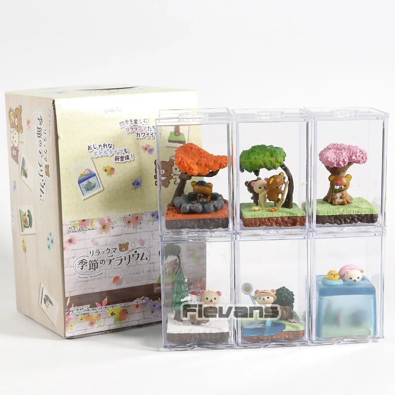 box С рисунком из мультфильма с медвежонком-рилаккумой сезонные Террариум мини ПВХ Фигурки Коллекционная модель игрушки 6 шт./компл - Цвет: box