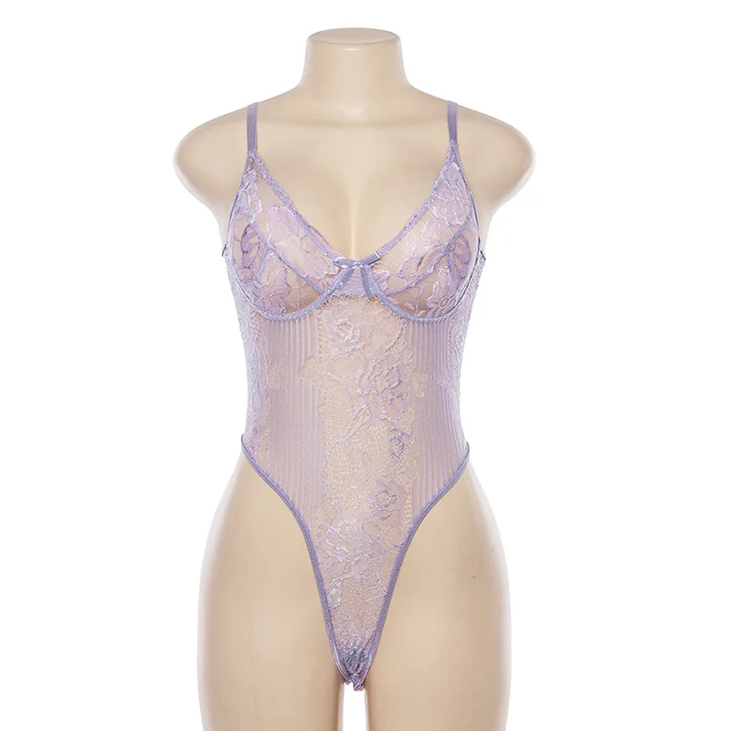 2019 боди обтягивающий костюм черный кружевной с бантом женский прозрачный