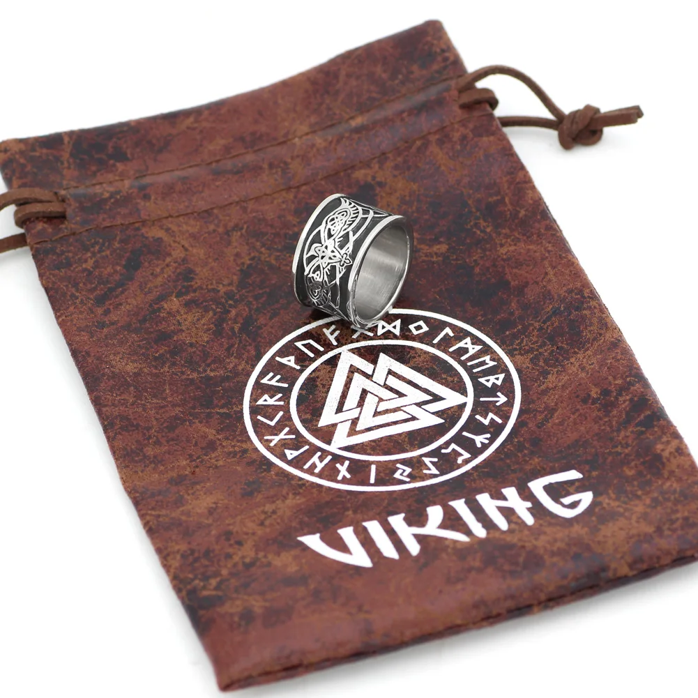 Скандинавский Викинг odin Ворон узел волк кольца-Амулеты с valknut Подарочный