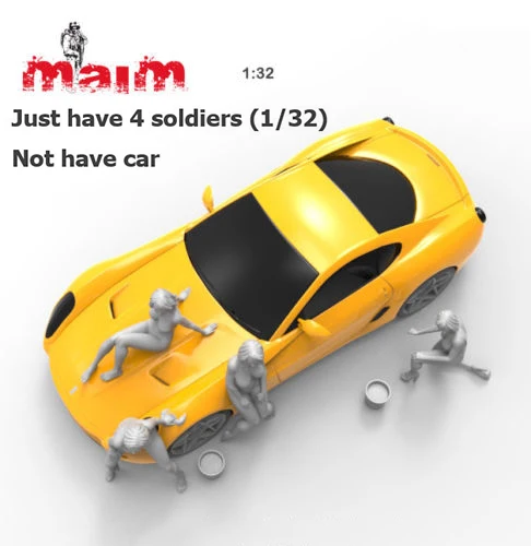 В разобранном виде 1/32 фантазия современный Автомойка девушки 4 фигурки каучуковый комплект DIY игрушки resin Смола Модель