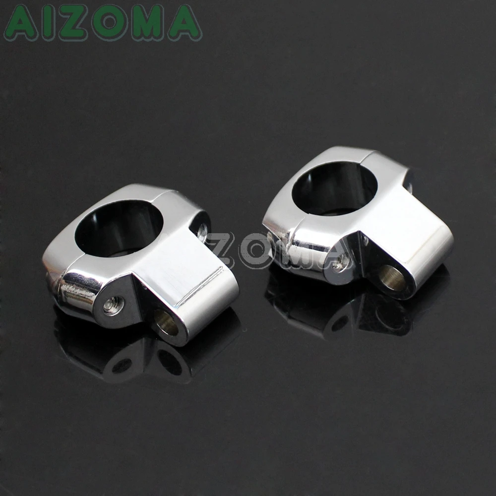 2x Chrome Universal 1&quot 25mm Bar Mirror Mount Holder Clamps for Harley Yamaha Honda Suzuki 1 inch Drink Brackets | Автомобили и